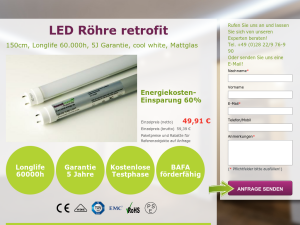 LED Röhre retrofit 150cm, Longlife 60.000h, 5J Garantie, cool white, Mattglas